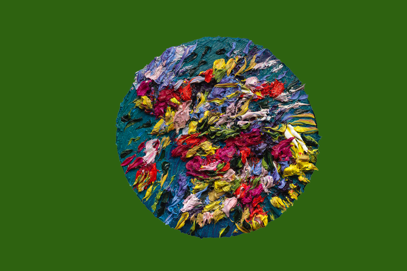 Mondblüten 1, oil on canvas, 50 cm (diameter), 2017