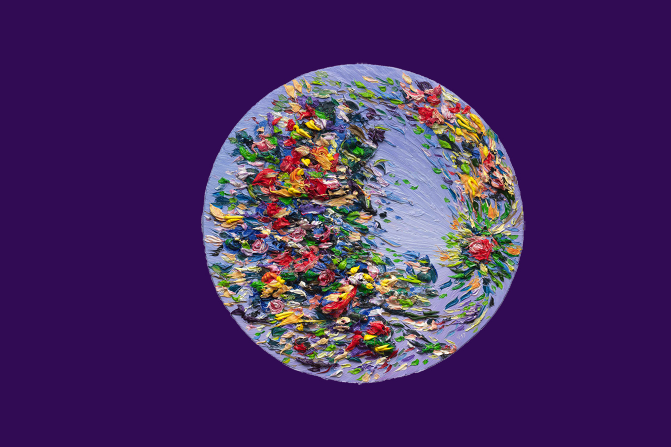 Mondblüten 10, oil on canvas, 110 cm (diameter), 2017